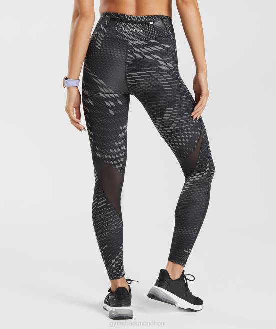 schwarzer Druck Kleidung Gymshark Frauen Sport-Laufleggings 04P8328
