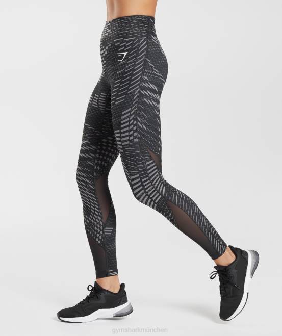 schwarzer Druck Kleidung Gymshark Frauen Sport-Laufleggings 04P8328