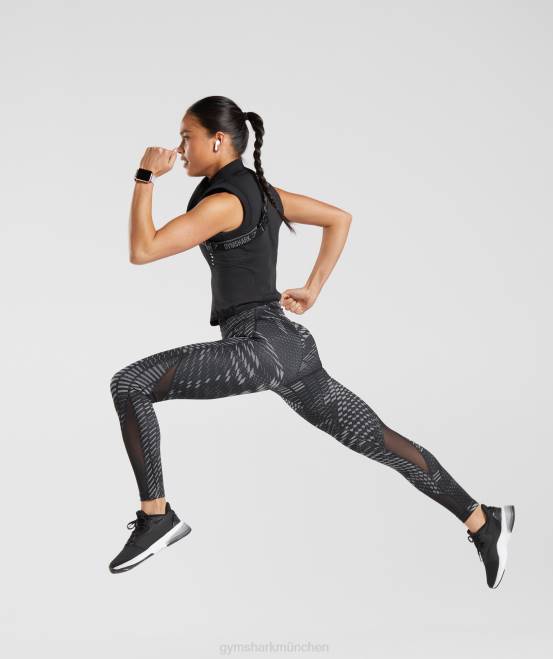 schwarzer Druck Kleidung Gymshark Frauen Sport-Laufleggings 04P8328