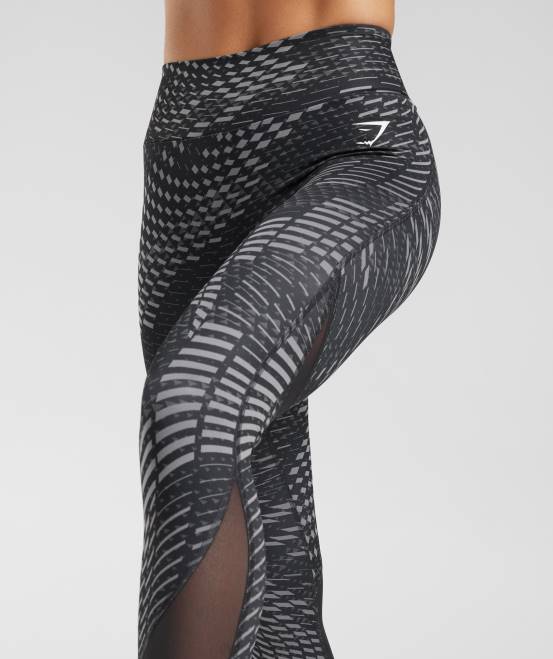 schwarzer Druck Kleidung Gymshark Frauen Sport-Laufleggings 04P8328