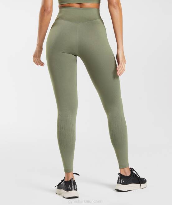 staubiges Oliv Kleidung Gymshark Frauen Nahtlose Sweat-Leggings 04P8263