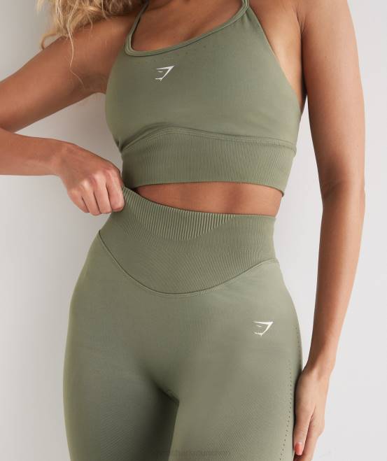 staubiges Oliv Kleidung Gymshark Frauen Nahtlose Sweat-Leggings 04P8263