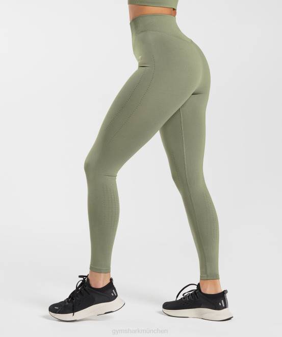 staubiges Oliv Kleidung Gymshark Frauen Nahtlose Sweat-Leggings 04P8263