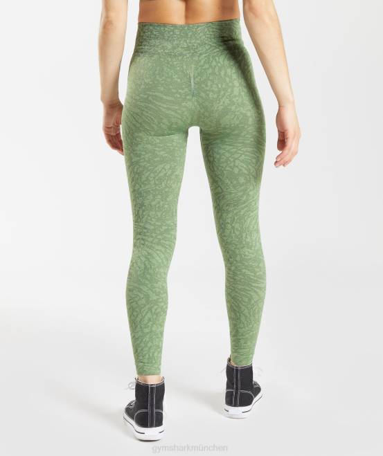 wild | Leguan grün Kleidung Gymshark Frauen Passen Sie die nahtlosen Tier-Leggings an 04P8307