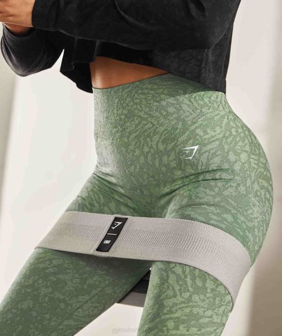 wild | Leguan grün Kleidung Gymshark Frauen Passen Sie die nahtlosen Tier-Leggings an 04P8307