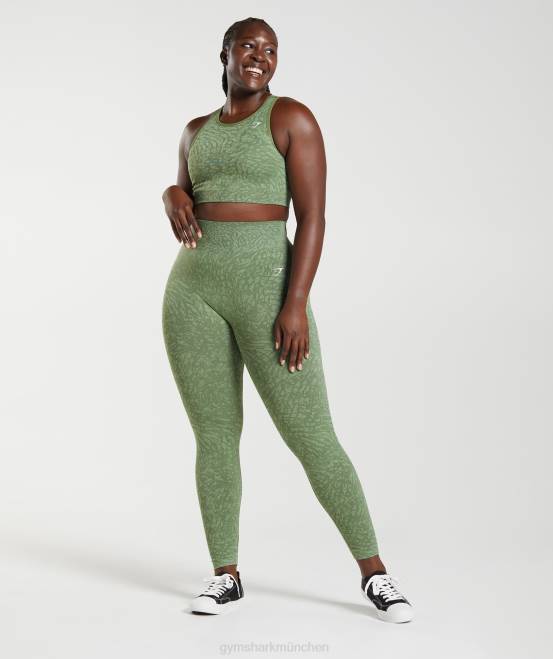 wild | Leguan grün Kleidung Gymshark Frauen Passen Sie die nahtlosen Tier-Leggings an 04P8307