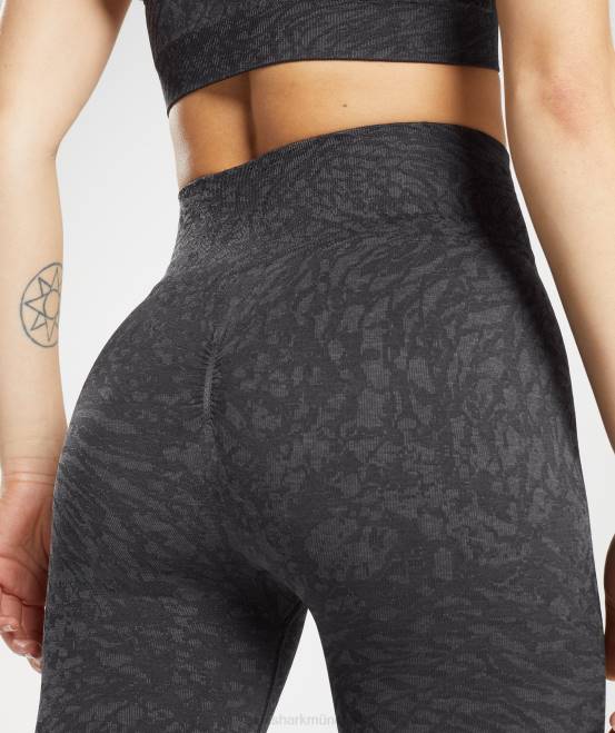 wild | Schwarz Kleidung Gymshark Frauen Passen Sie die nahtlosen Tier-Leggings an 04P8258