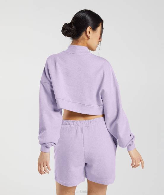 Aura-Flieder-Mergel Kleidung Gymshark Frauen Ruhetag schwitzt kurzen Pullover 04P8368