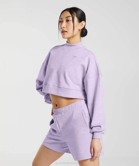 Aura-Flieder-Mergel Kleidung Gymshark Frauen Ruhetag schwitzt kurzen Pullover 04P8368