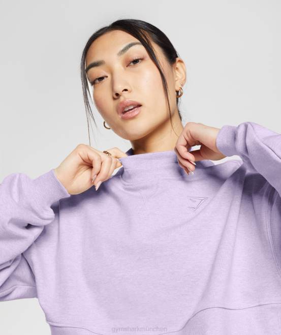 Aura-Flieder-Mergel Kleidung Gymshark Frauen Ruhetag schwitzt kurzen Pullover 04P8368