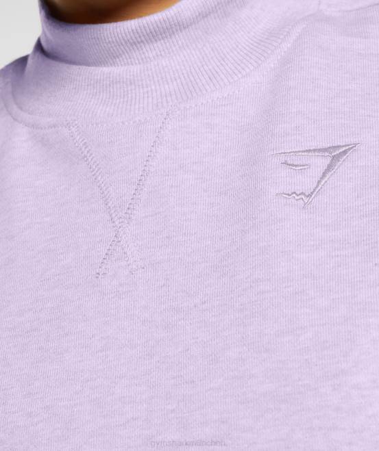 Aura-Flieder-Mergel Kleidung Gymshark Frauen Ruhetag schwitzt kurzen Pullover 04P8368