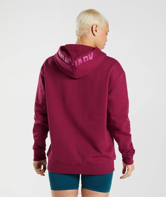 Johannisbeerrosa Kleidung Gymshark Frauen Kapuzenpullover mit grafischem Bruchteil 04P8388