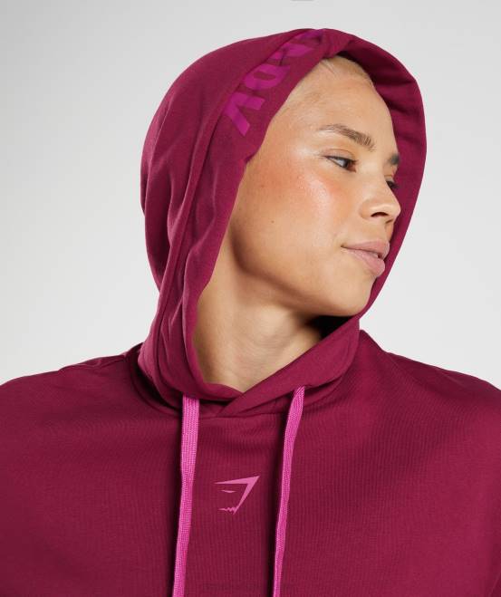 Johannisbeerrosa Kleidung Gymshark Frauen Kapuzenpullover mit grafischem Bruchteil 04P8388