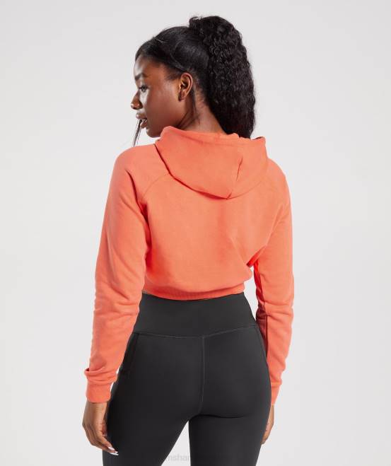 Luft- und Raumfahrtorange Kleidung Gymshark Frauen Trainings-Kapuzenpullover mit kurzem Schnitt 04P8406