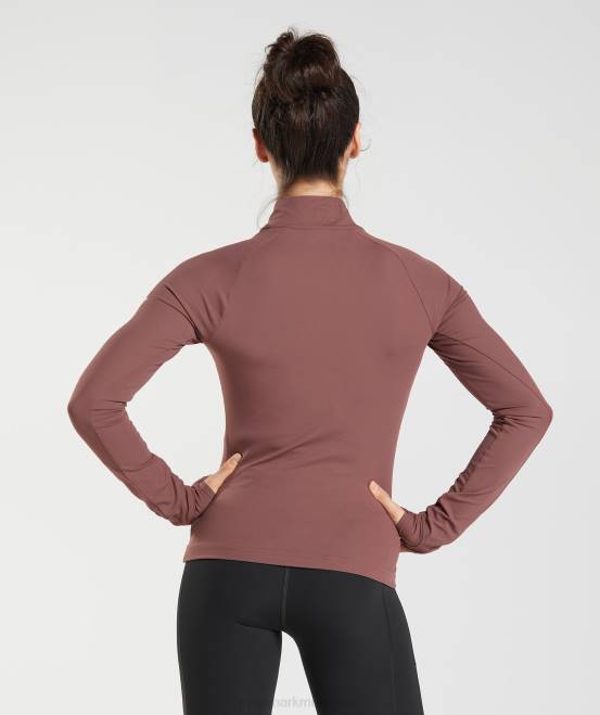 Magentabraun Kleidung Gymshark Frauen läuft mit 1/4-Reißverschluss 04P8359
