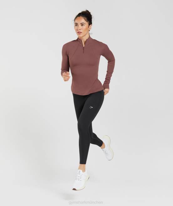 Magentabraun Kleidung Gymshark Frauen läuft mit 1/4-Reißverschluss 04P8359