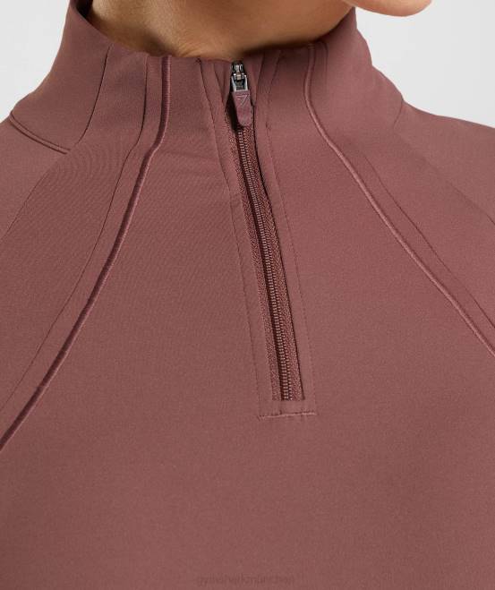 Magentabraun Kleidung Gymshark Frauen läuft mit 1/4-Reißverschluss 04P8359