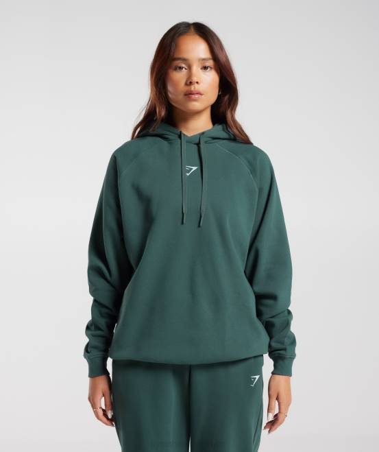 Nebelgrün Kleidung Gymshark Frauen Trainings-Kapuzenpullover aus Fleece in Übergröße 04P8346