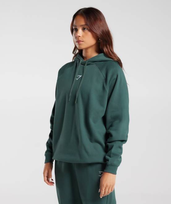 Nebelgrün Kleidung Gymshark Frauen Trainings-Kapuzenpullover aus Fleece in Übergröße 04P8346