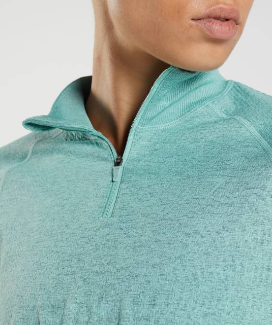 Perlblau/Winterblaugrün meliert Kleidung Gymshark Frauen 315 Langarm-Aufwärmoberteil 04P8394
