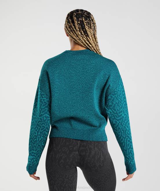 Riff | Winterblaugrün Kleidung Gymshark Frauen Tier-Sweatshirt anpassen 04P8374