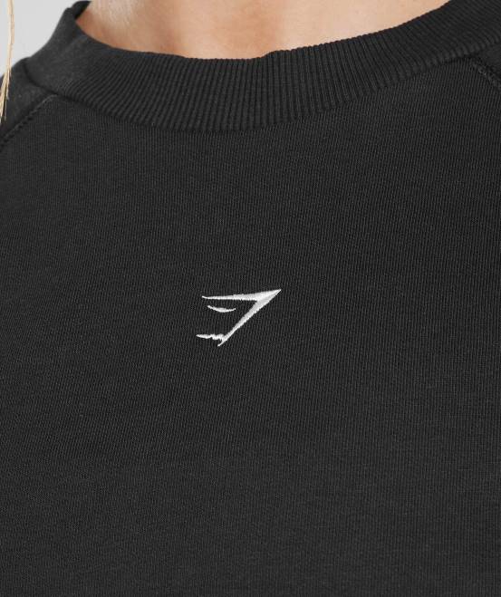 Schwarz Kleidung Gymshark Frauen Kurz geschnittener Trainingspullover 04P8351