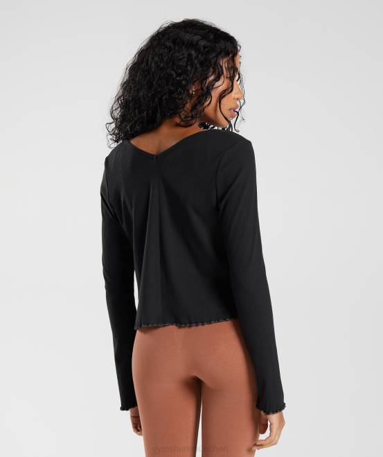 Schwarz Kleidung Gymshark Frauen Pause-Strickjacke 04P8377