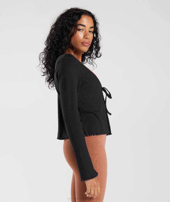 Schwarz Kleidung Gymshark Frauen Pause-Strickjacke 04P8377