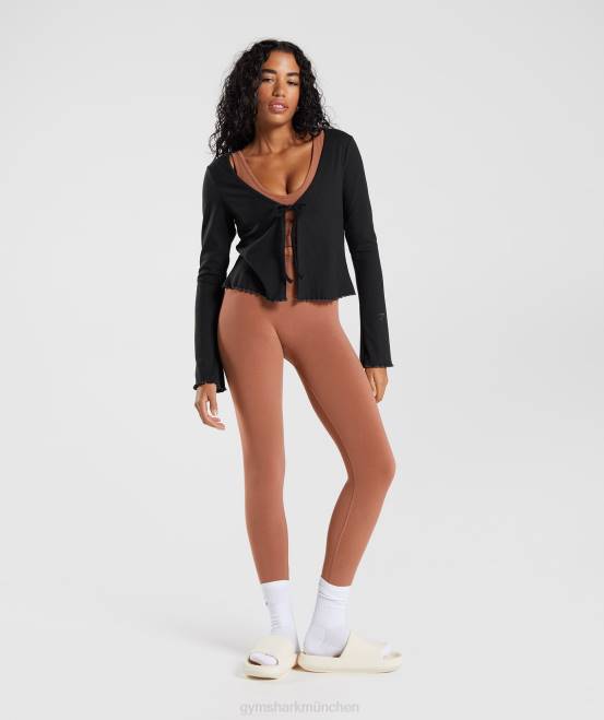 Schwarz Kleidung Gymshark Frauen Pause-Strickjacke 04P8377
