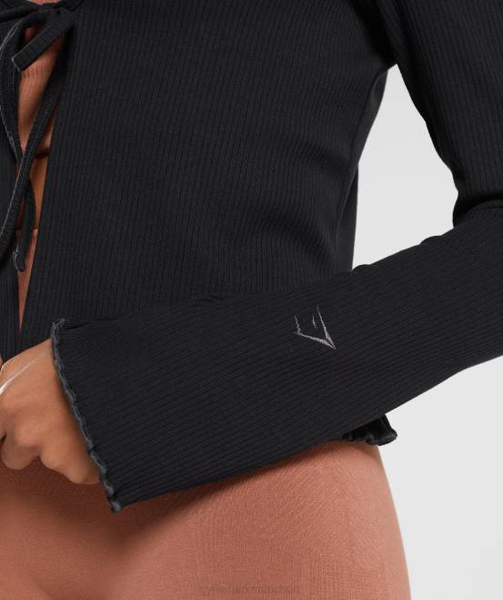 Schwarz Kleidung Gymshark Frauen Pause-Strickjacke 04P8377