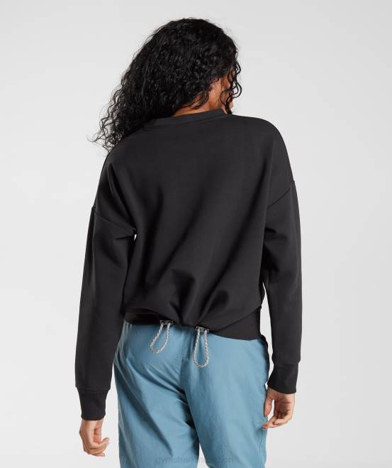 Schwarz Kleidung Gymshark Frauen Schwitzmannschaft zurückerobern 04P8348
