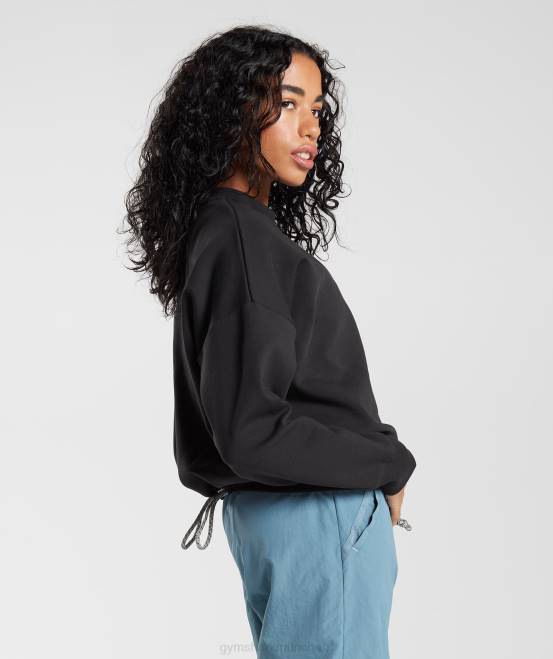 Schwarz Kleidung Gymshark Frauen Schwitzmannschaft zurückerobern 04P8348