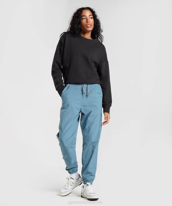 Schwarz Kleidung Gymshark Frauen Schwitzmannschaft zurückerobern 04P8348