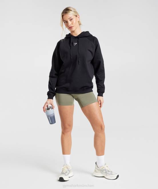 Schwarz Kleidung Gymshark Frauen Trainings-Kapuzenpullover aus Fleece in Übergröße 04P8352