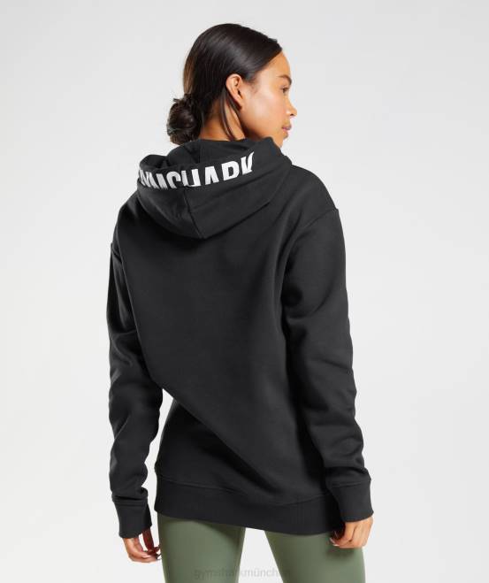 Schwarz-Weiss Kleidung Gymshark Frauen Bruch-Hoodie 04P8386