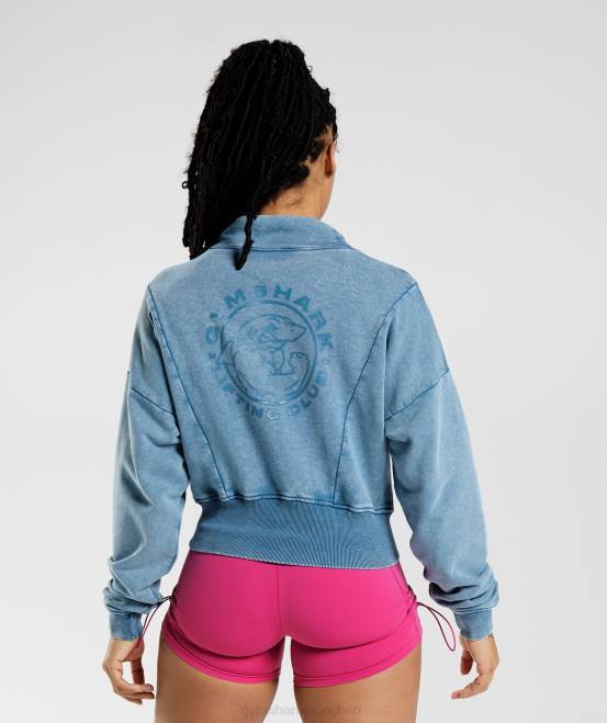 Seeuferblau Kleidung Gymshark Frauen Legacy-Sweatshirt mit Waschung 04P8404
