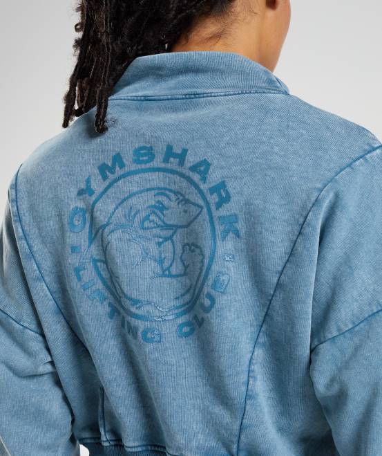 Seeuferblau Kleidung Gymshark Frauen Legacy-Sweatshirt mit Waschung 04P8404