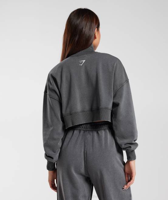 Silhouette grau Kleidung Gymshark Frauen College-1/4-Reißverschluss 04P8387