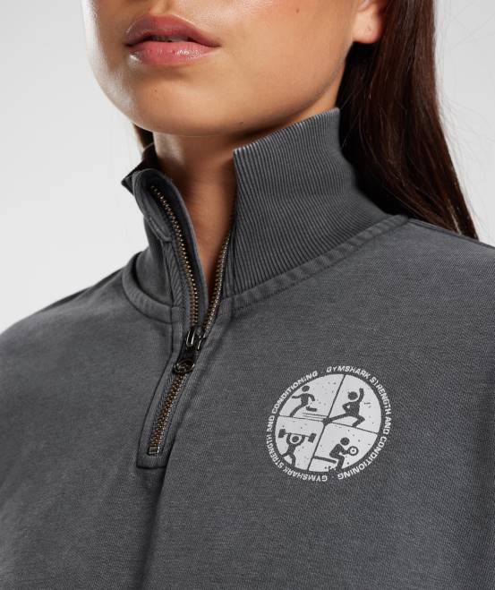 Silhouette grau Kleidung Gymshark Frauen College-1/4-Reißverschluss 04P8387