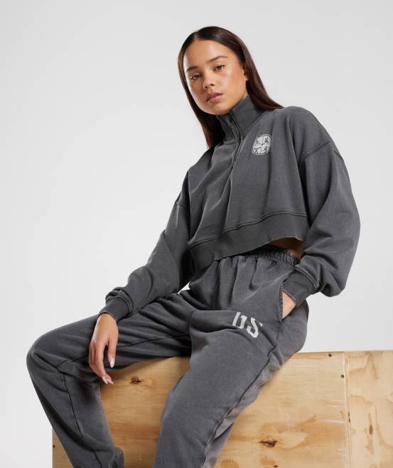 Silhouette grau Kleidung Gymshark Frauen College-1/4-Reißverschluss 04P8387