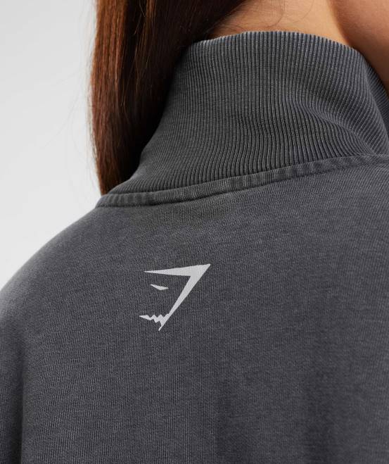 Silhouette grau Kleidung Gymshark Frauen College-1/4-Reißverschluss 04P8387
