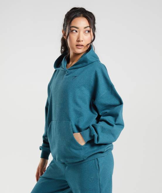 Stahlblau meliert Kleidung Gymshark Frauen Ruhetag schwitzt Kapuzenpullover 04P8385