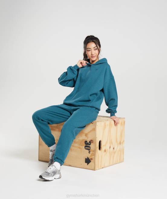 Stahlblau meliert Kleidung Gymshark Frauen Ruhetag schwitzt Kapuzenpullover 04P8385