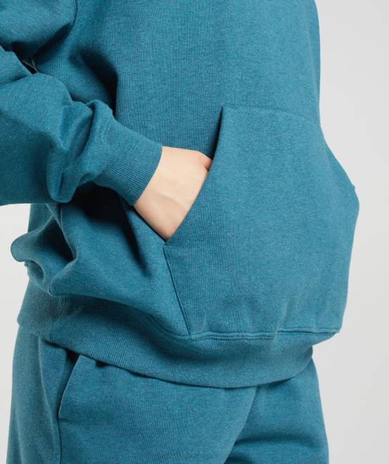 Stahlblau meliert Kleidung Gymshark Frauen Ruhetag schwitzt Kapuzenpullover 04P8385