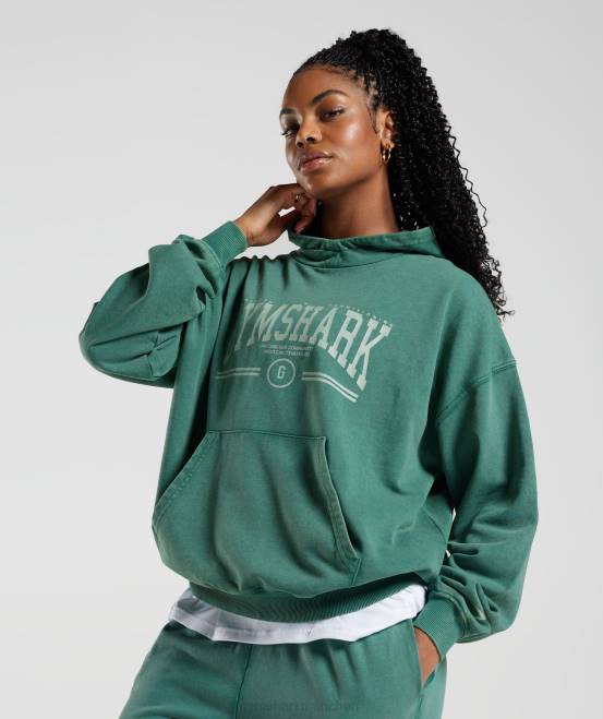 Tinte blaugrün Kleidung Gymshark Frauen College-Kapuzenpullover in Übergröße 04P8392