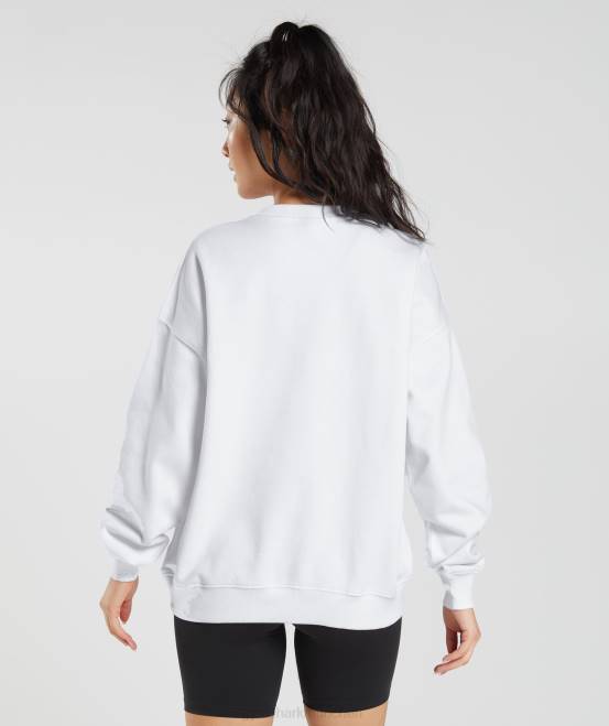 Weiß Kleidung Gymshark Frauen Sweatshirt mit aktivierter Grafik 04P8407