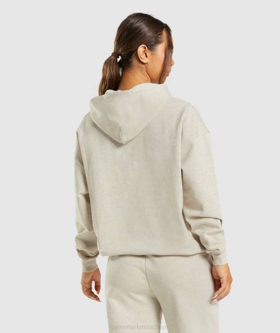 beige meliert Kleidung Gymshark Frauen Ruhetag schwitzt Kapuzenpullover 04P8411
