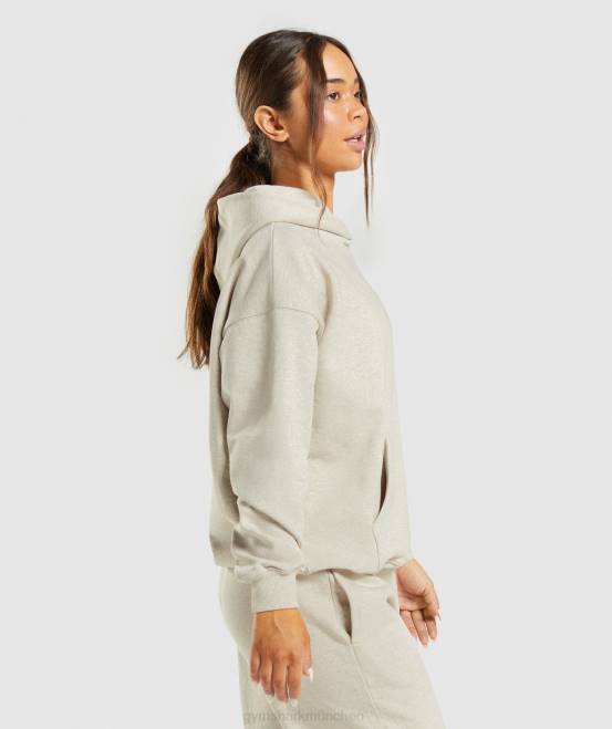 beige meliert Kleidung Gymshark Frauen Ruhetag schwitzt Kapuzenpullover 04P8411