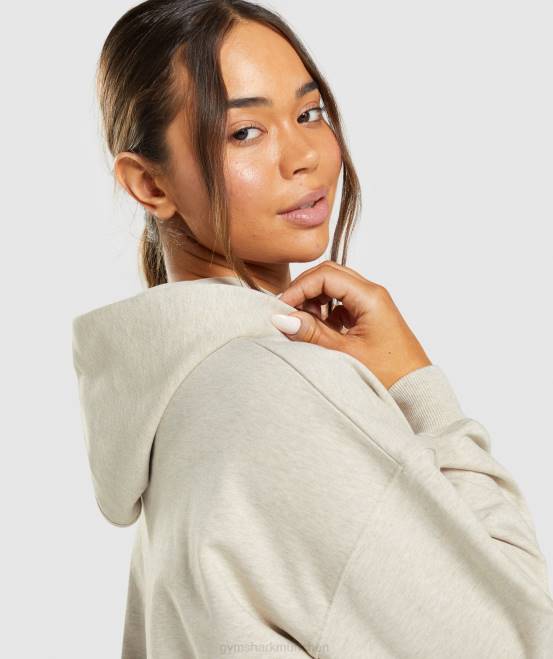 beige meliert Kleidung Gymshark Frauen Ruhetag schwitzt Kapuzenpullover 04P8411