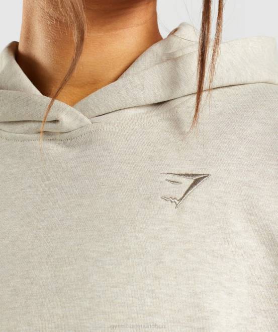 beige meliert Kleidung Gymshark Frauen Ruhetag schwitzt Kapuzenpullover 04P8411